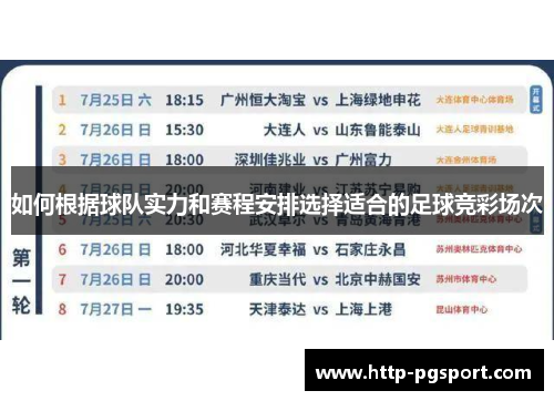 如何根据球队实力和赛程安排选择适合的足球竞彩场次