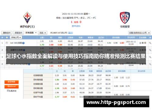 足球心水指数全面解读与使用技巧指南助你精准预测比赛结果